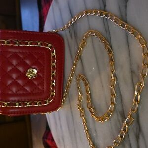Red Quilted Chain Crossbody Bag ❤️